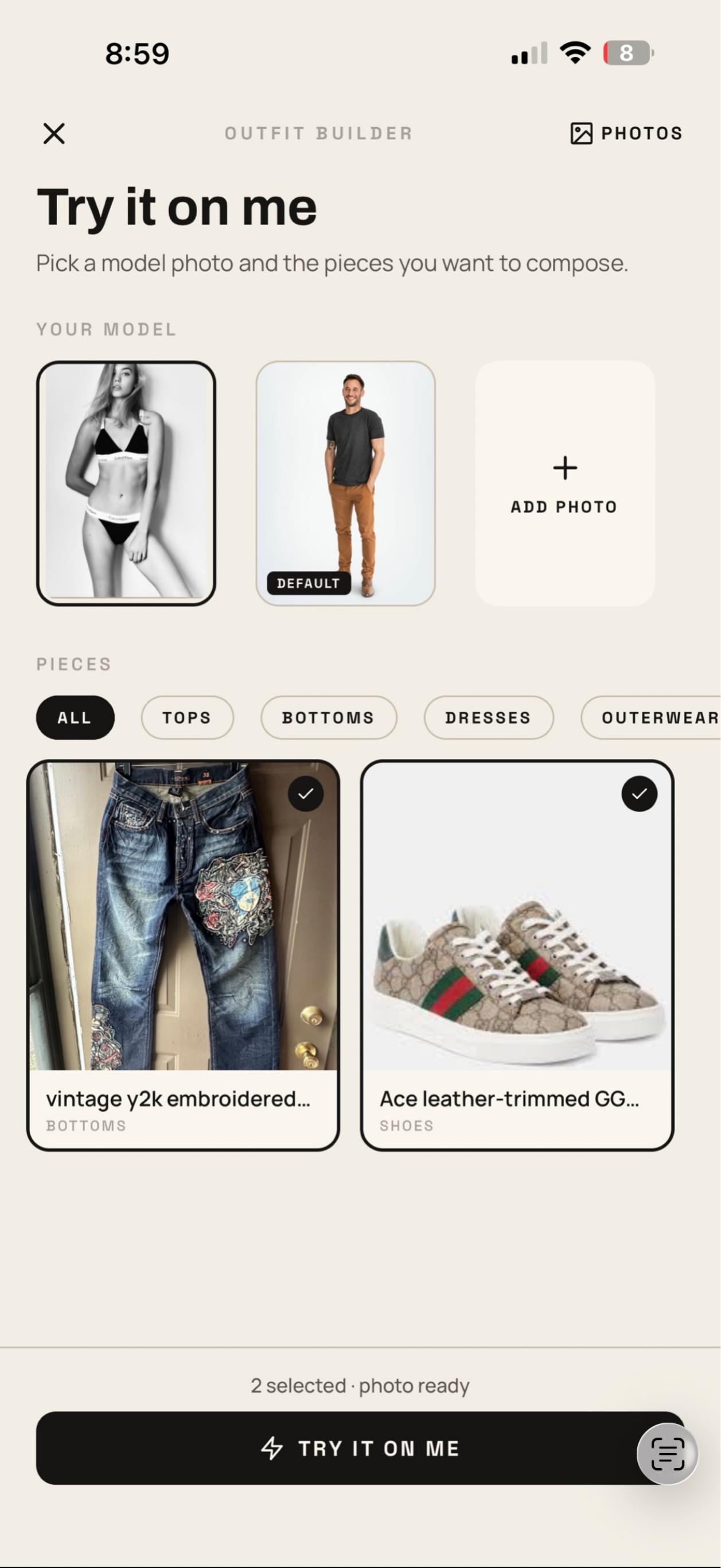 Try-On Me — select pieces
